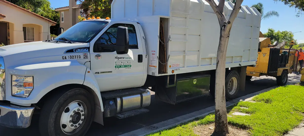 Higuera Tree Care truck with the company name on the door